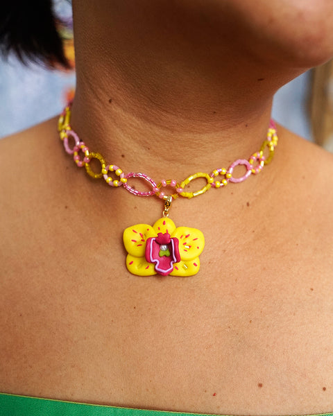 Orchid Beaded Necklace