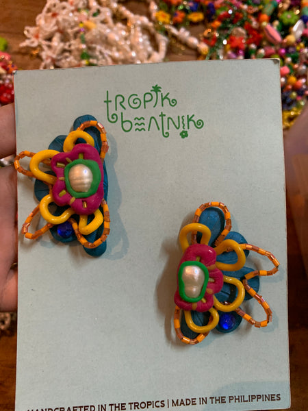 big beaded stud earring