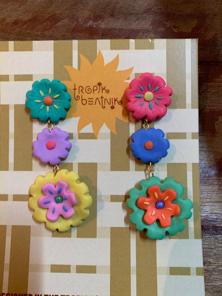 pastel flowers earrings