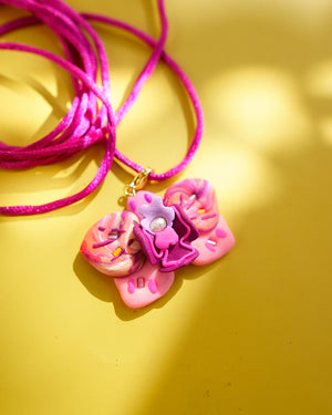 Orchid Tie Necklace in Dark Rosas