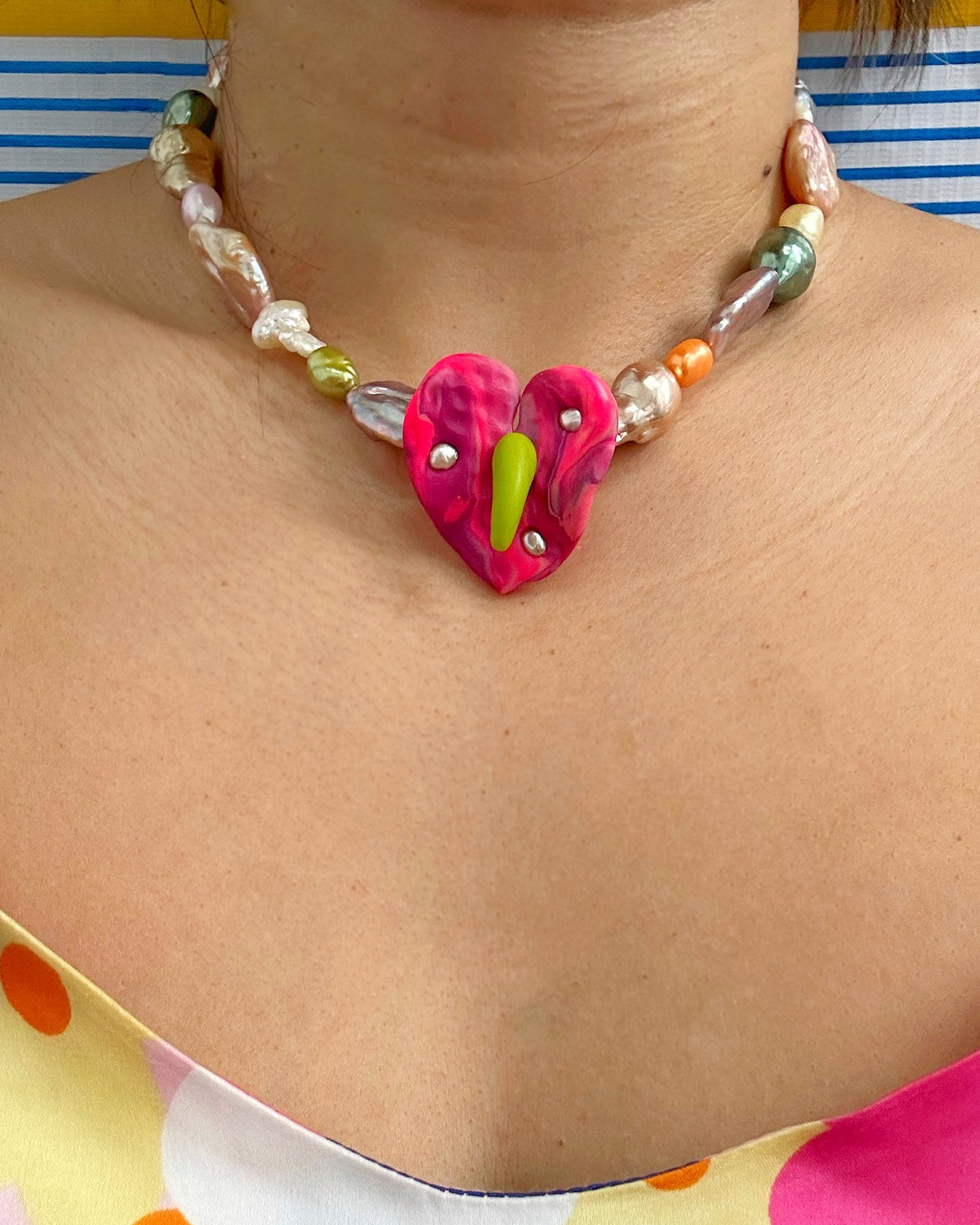 anthurium necklace Anthurium Necklace in Neon Rosas