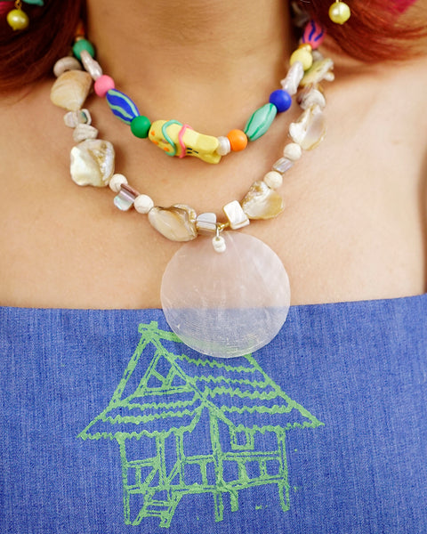 Capiz Necklace in Kape
