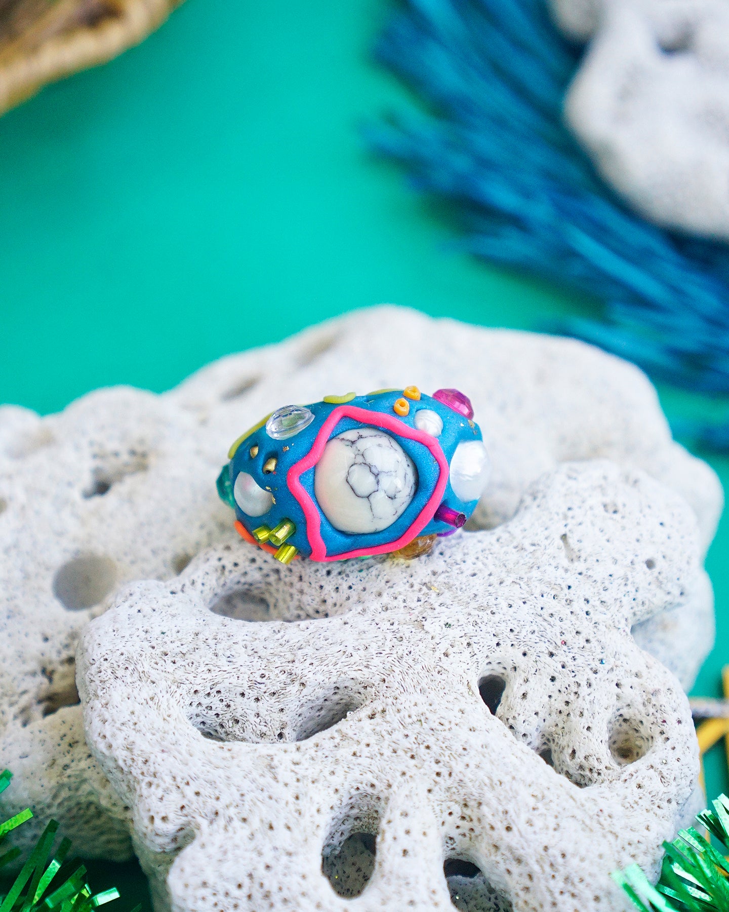 Coral Ring in Alon