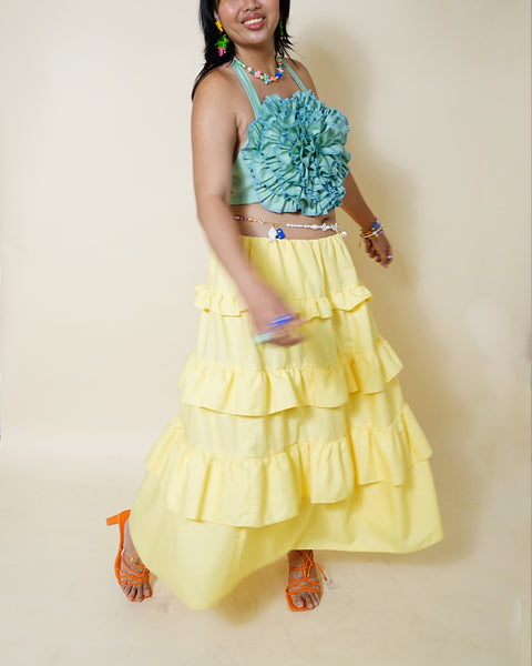Coral Ruffle Skirt in Mantikilya