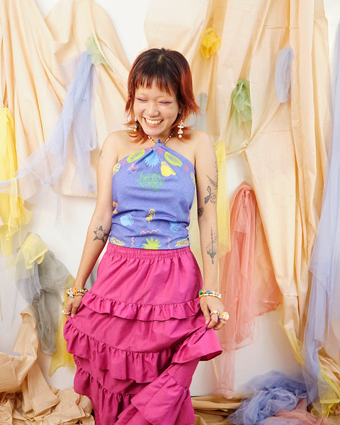 Coral Ruffle Skirt in Orchid