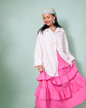 Coral Ruffle Skirt in Rosas