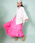 Coral Ruffle Skirt in Rosas