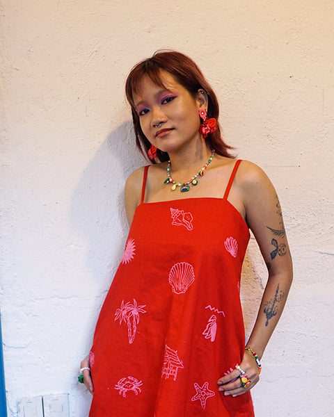 Waling-Waling Midi Drops in Crimson