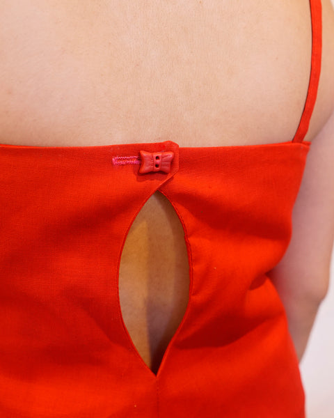 Petal Mini Dress in Crimson Capiz