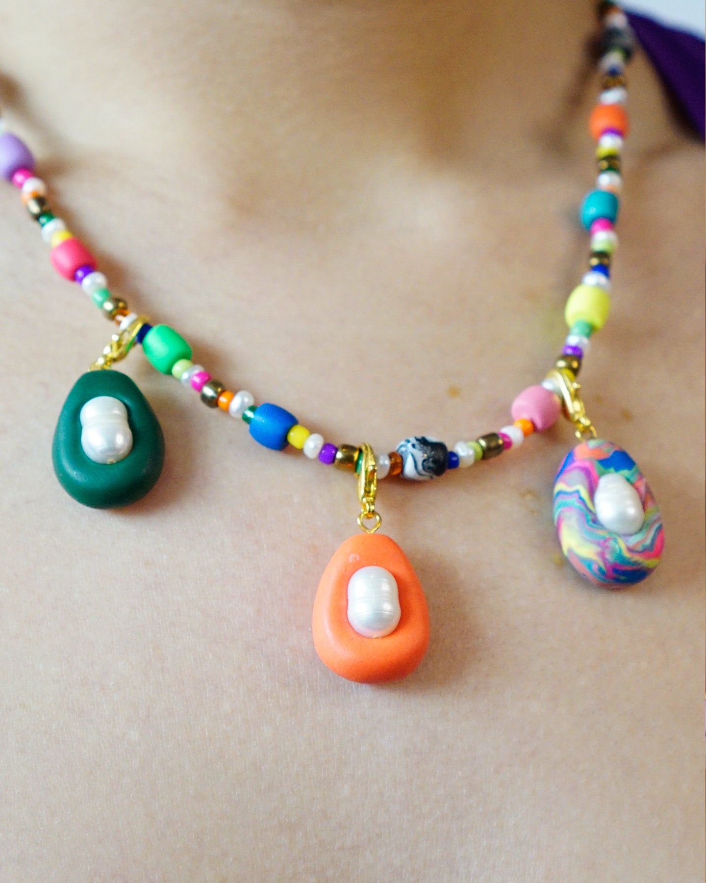 Colorful Pearl Necklace (Skinny)