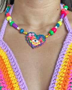 Eye See You Necklace in Neon Pop