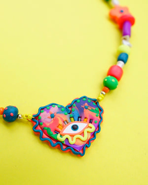 Eye See You Necklace in Neon Pop