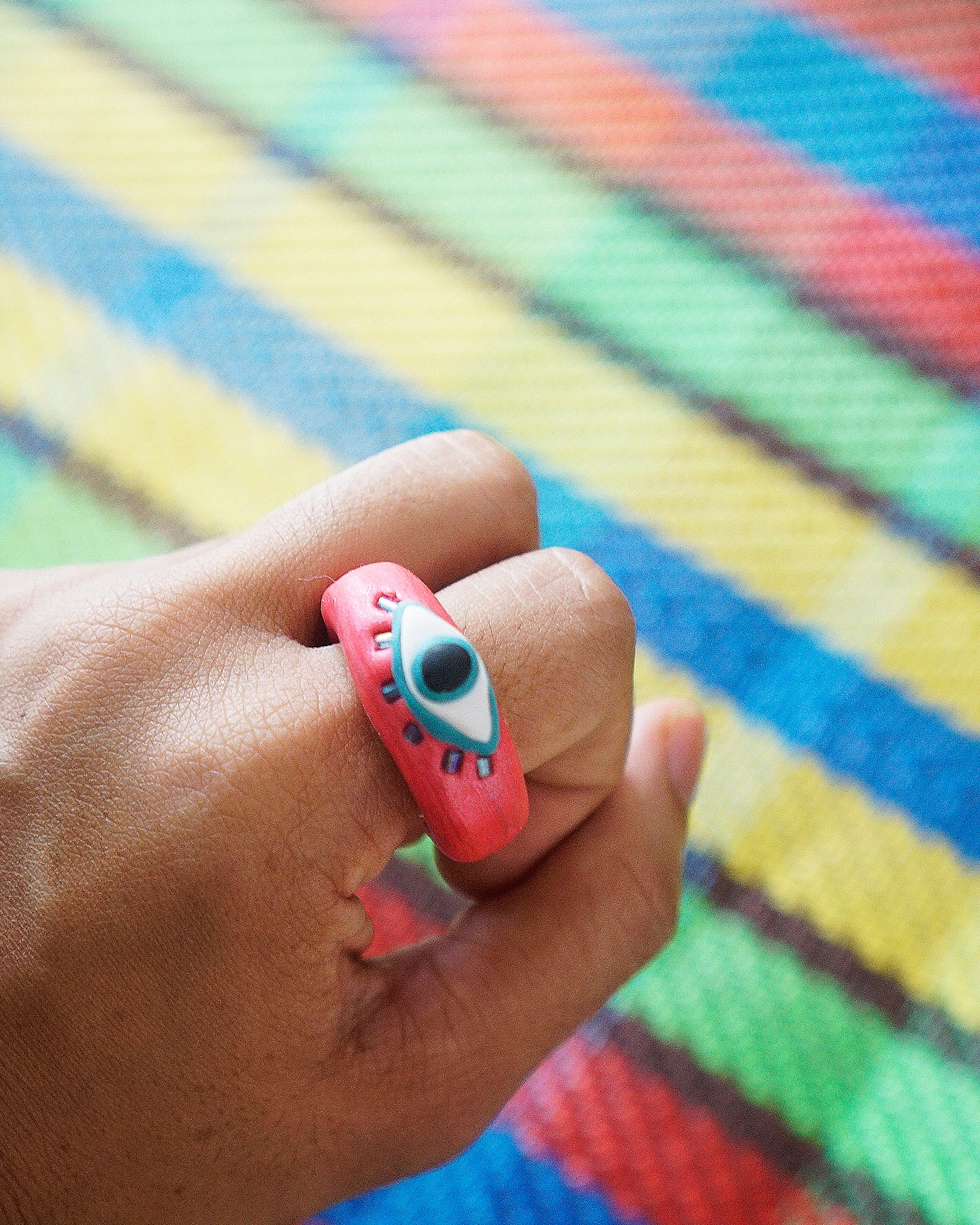 Eye See You Ring in Coral