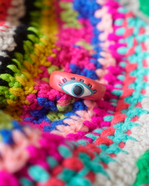 Eye See You Ring in Coral