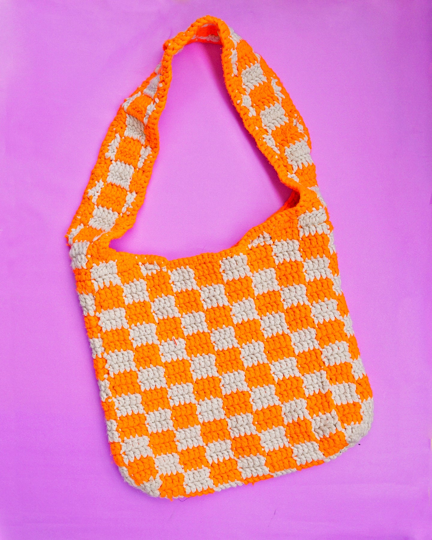 Checkered Market Tote in Kahel