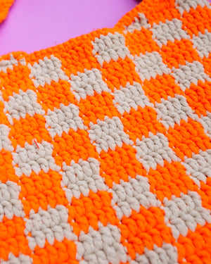 Checkered Market Tote in Kahel