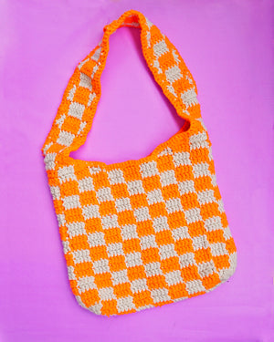 Checkered Market Tote in Kahel