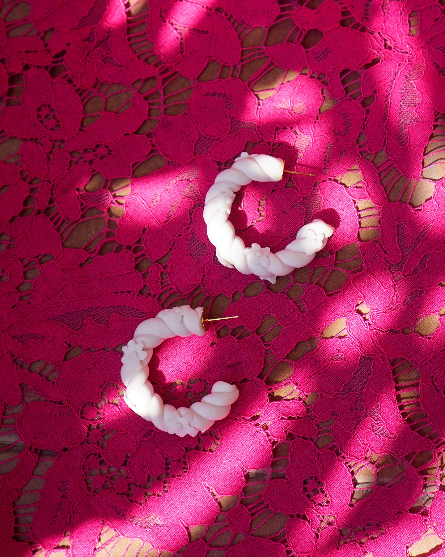 Bulaklak Twist Hoops in Sampaguita