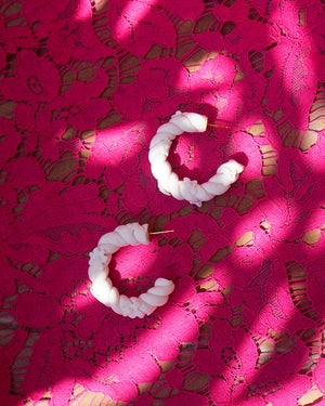 Bulaklak Twist Hoops in Sampaguita