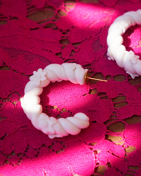 Bulaklak Twist Hoops in Sampaguita