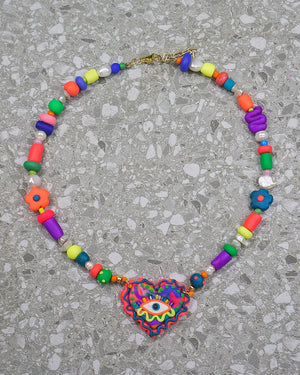 Eye See You Necklace in Neon Pop