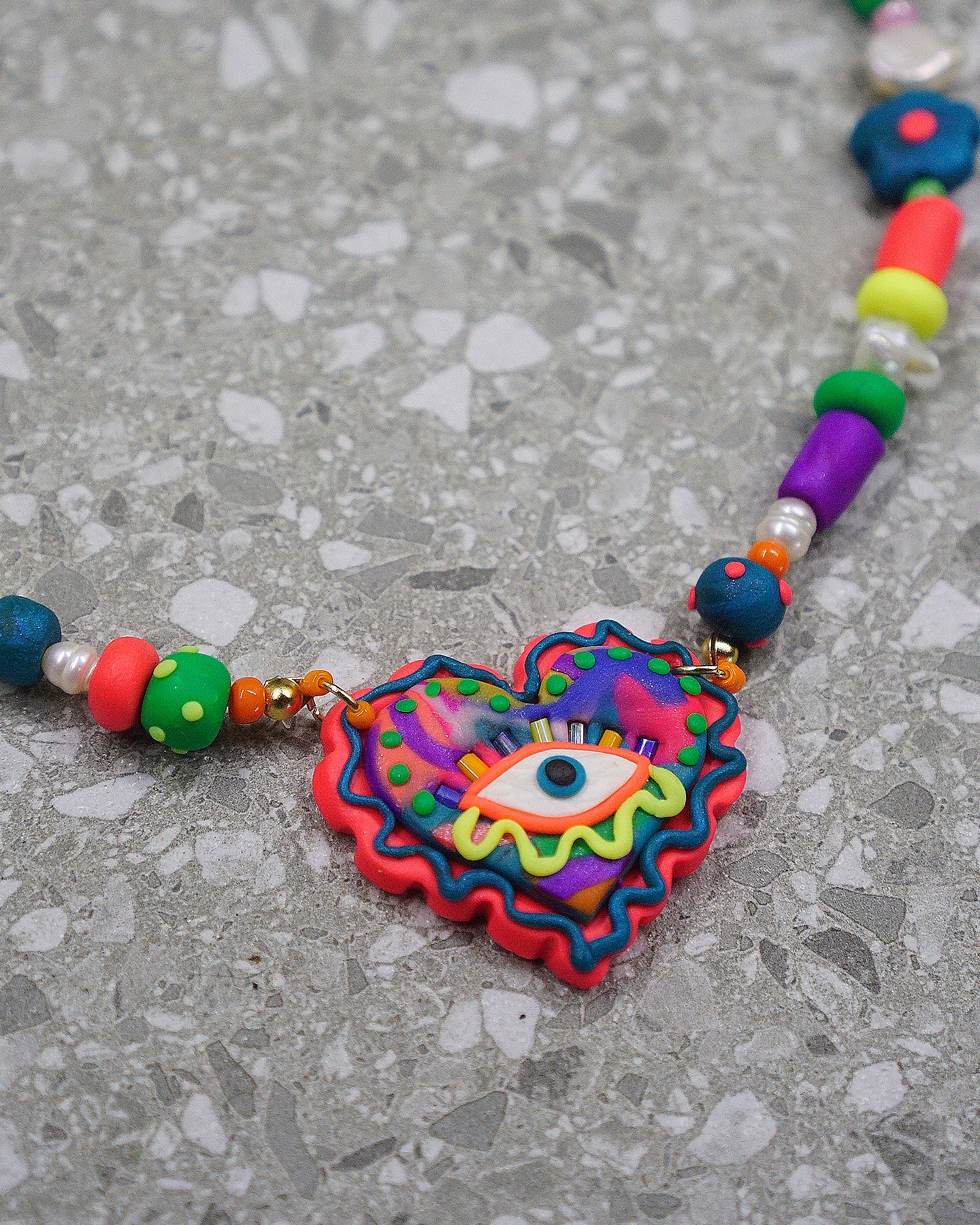 Eye See You Necklace in Neon Pop