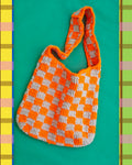 Checkered Market Tote in Kahel
