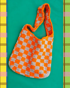 Checkered Market Tote in Kahel
